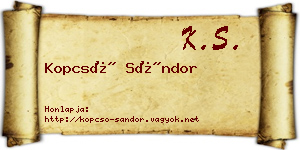 Kopcsó Sándor névjegykártya