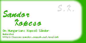 sandor kopcso business card